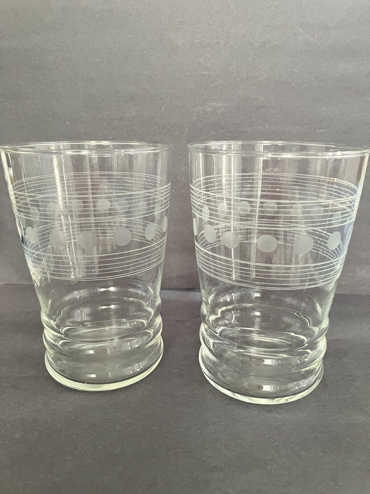 Vintage Etched Tumbler Glasses -Set Of Two (12oz.)