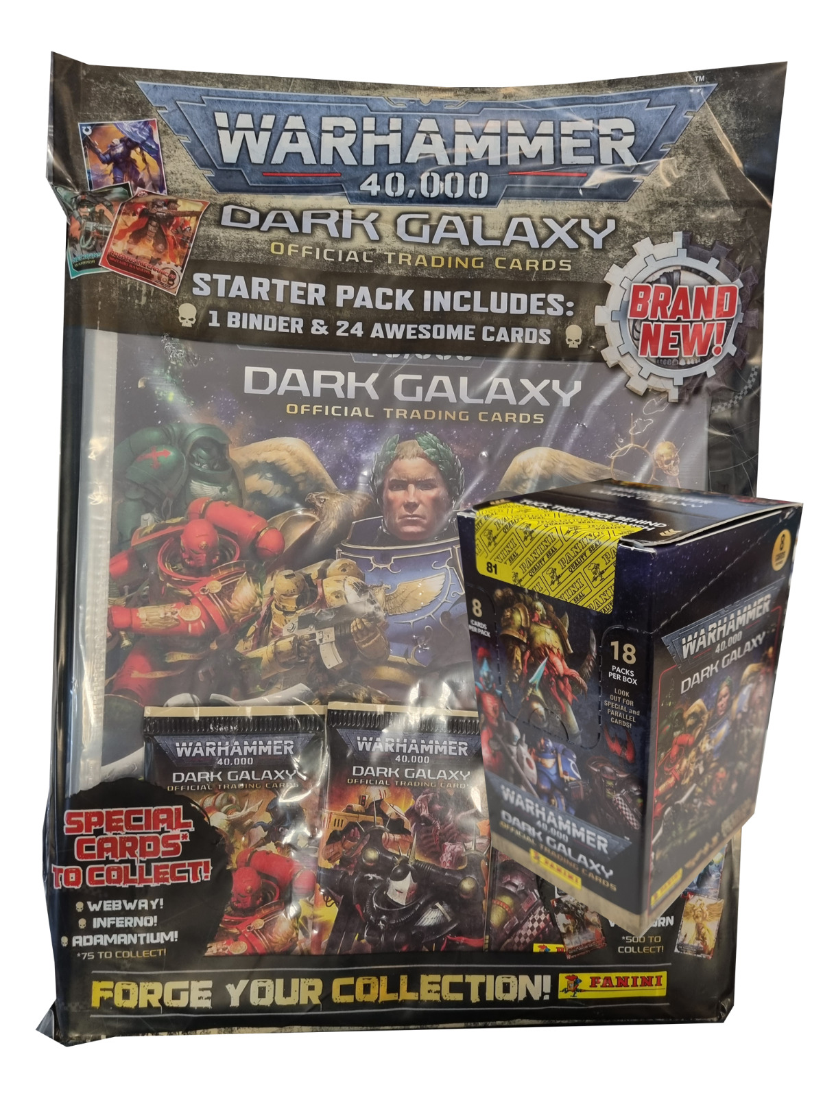 Panini Warhammer 40,000 Dark Galaxy Trading Cards - 1x Starter Pack + 1x Display