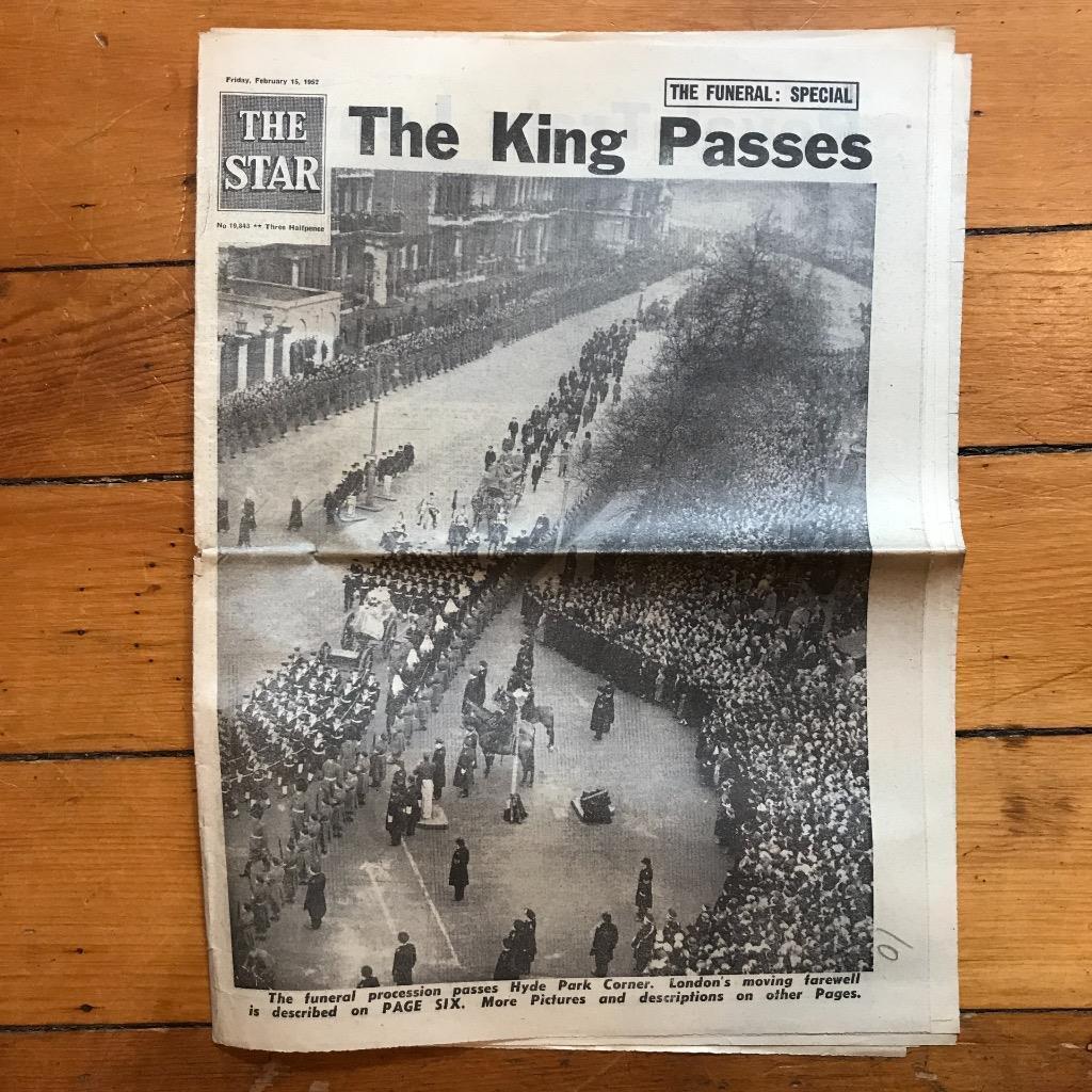 Vintage The Star Newspaper Feb 15 1952 King George VI