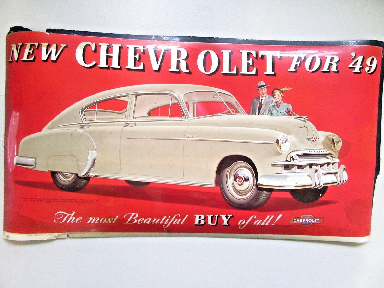 Vintage Rare 1949 Chevrolet Fleetline Car Advertisement Subway Bus Poster