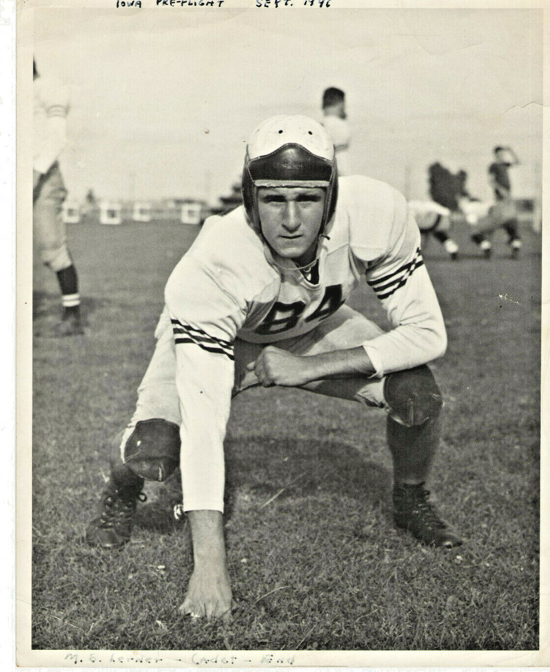VINTAGE 1946 FOOTBALL PLAYER POSING  \'OFFICIAL U.S. NAVY  PHOTOGRAPH\' 8x10 B&W