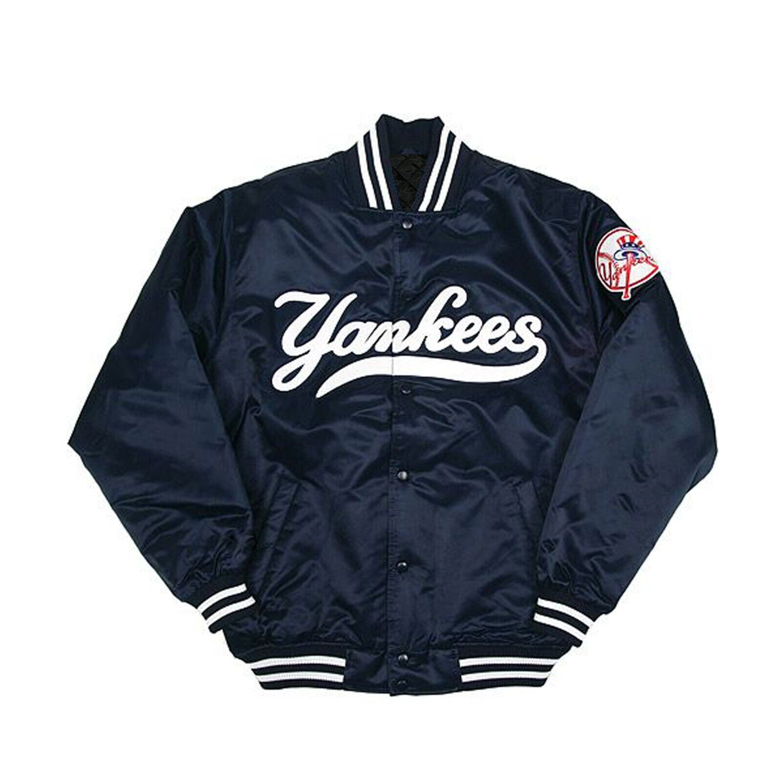 NY Yankees Vintage 90s Athletic Jacket Blue Satin Bomber Style Varsity Jacket