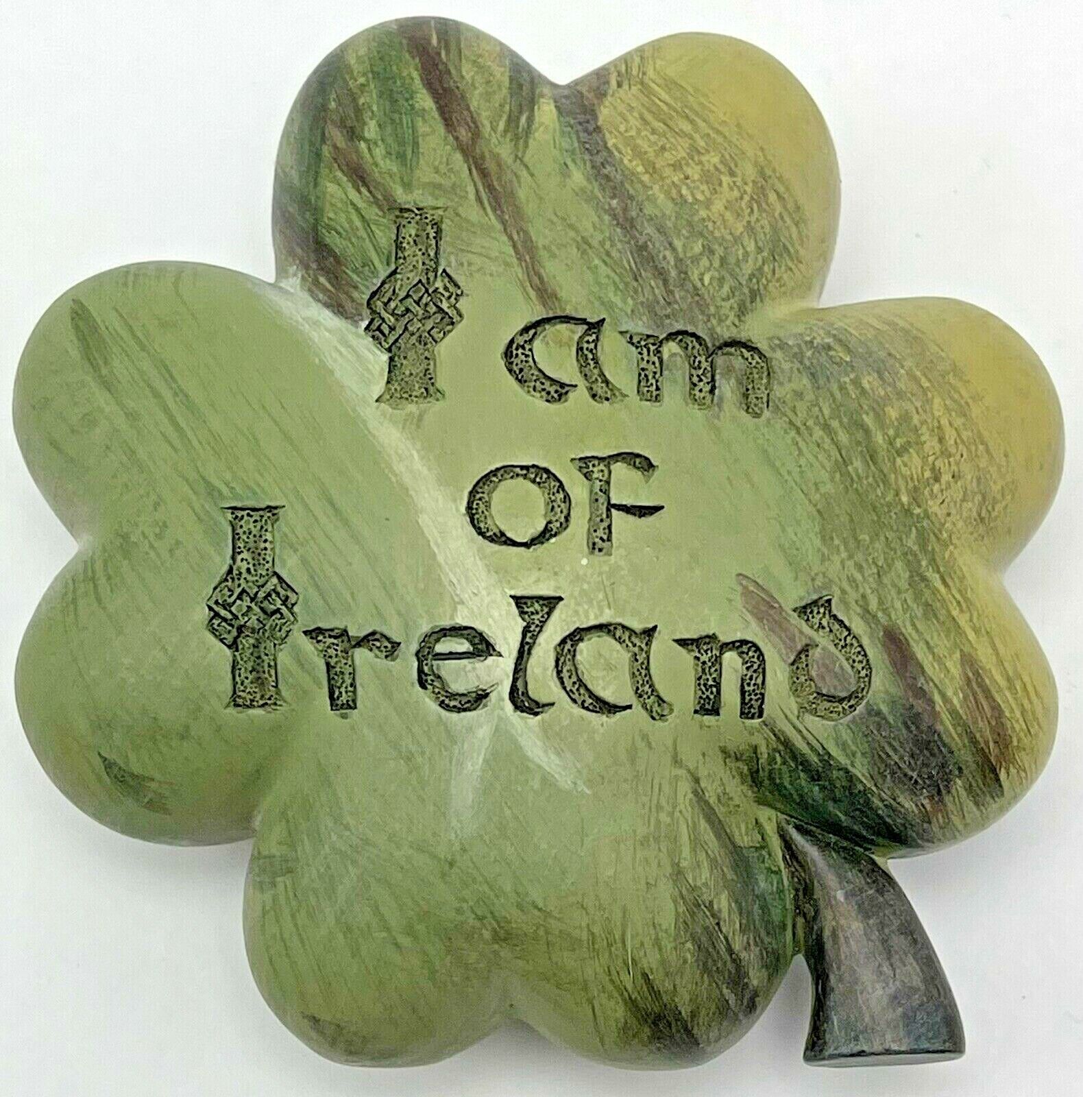 Enesco I Am of Ireland Figural Paperweight Shamrock Irish Is D\' Eireann Me 
