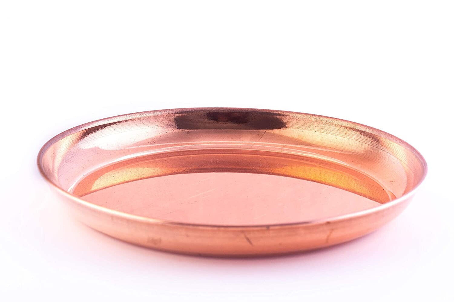 Indian Traditional Pure Copper Simple Plate 7 inch For Dinner Serving