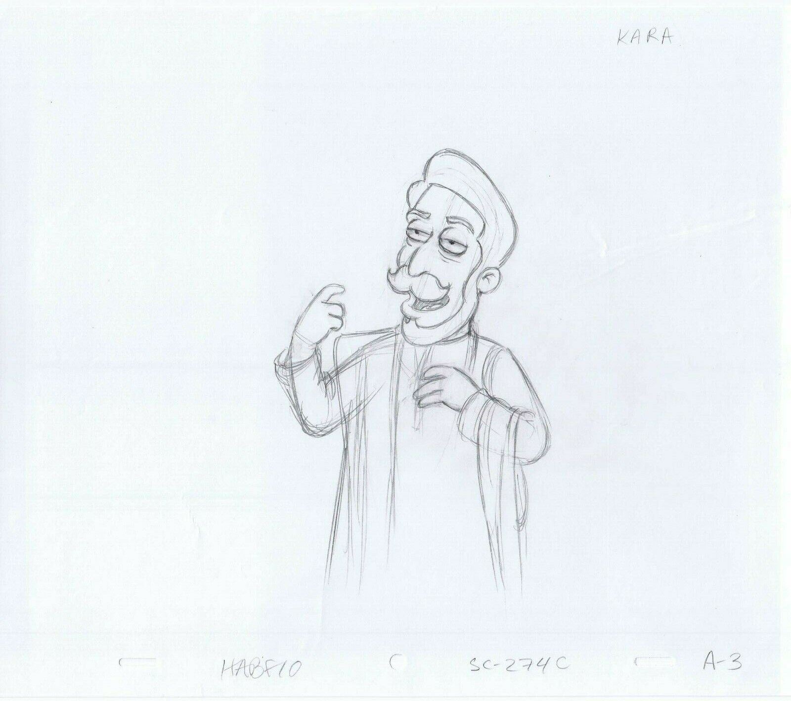 Simpsons 2006 Two Original Art w/COA Animation Production Pencil HABF10 274A2/3