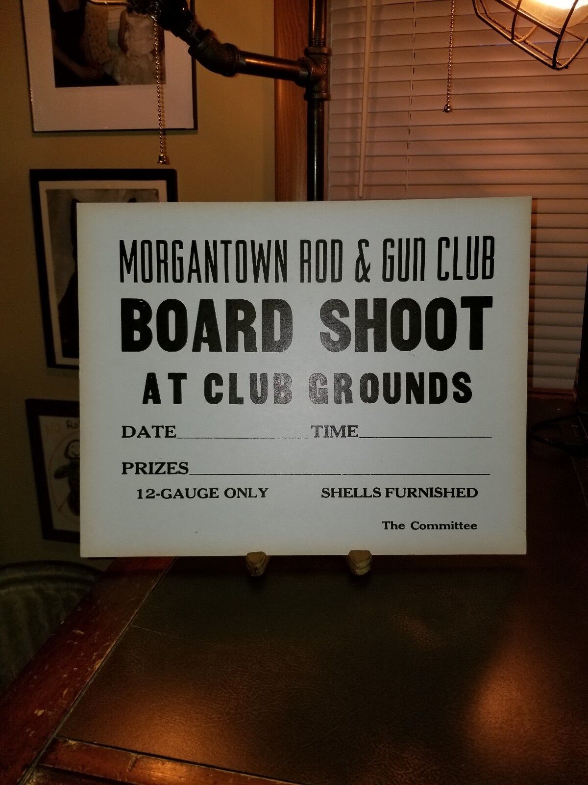 Vintage 1950s Morgantown Rod & Gun Club Board Shoot Sign Pennsylvania