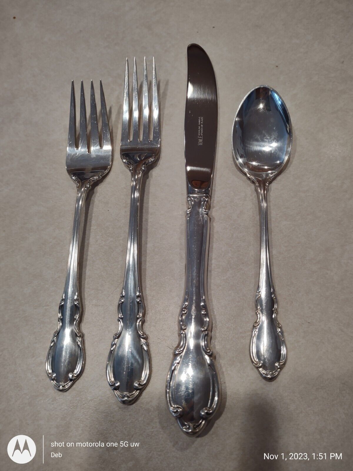Towle Sterling Silver Legato (1962) No monogram 4 Piece Place Setting NOS