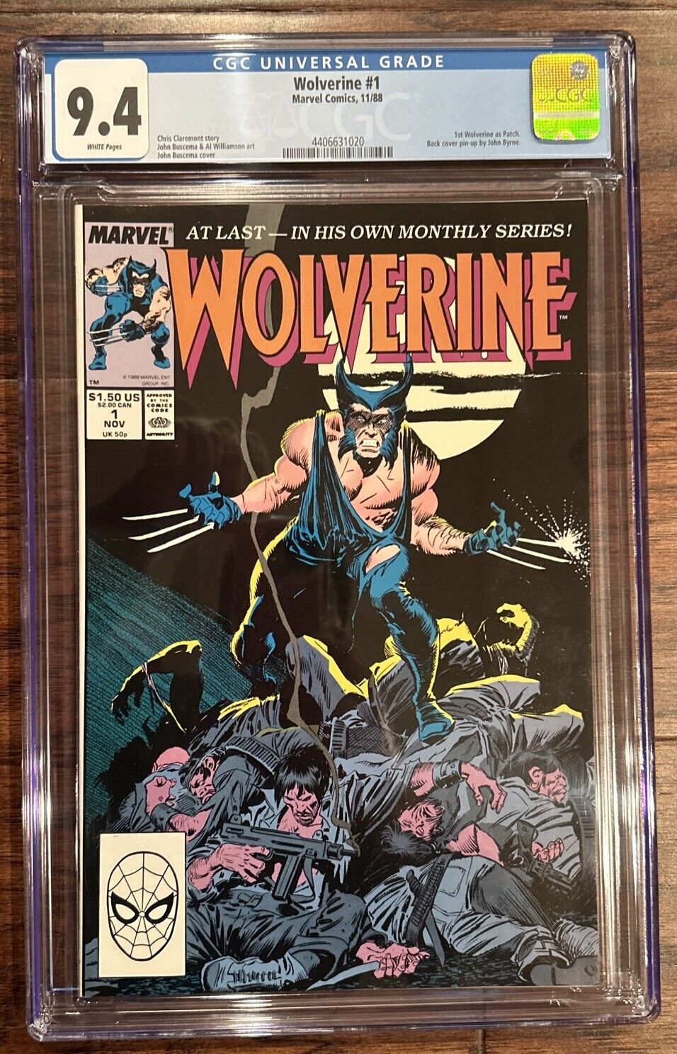 WOLVERINE #1 CGC 9.4 WHITE PAGES 1st Patch 1988