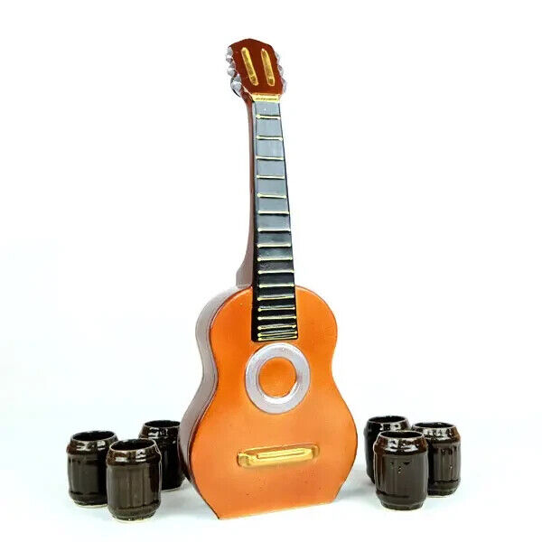 set for alcohol Acoustic guitar in the form of a bottle with glasses