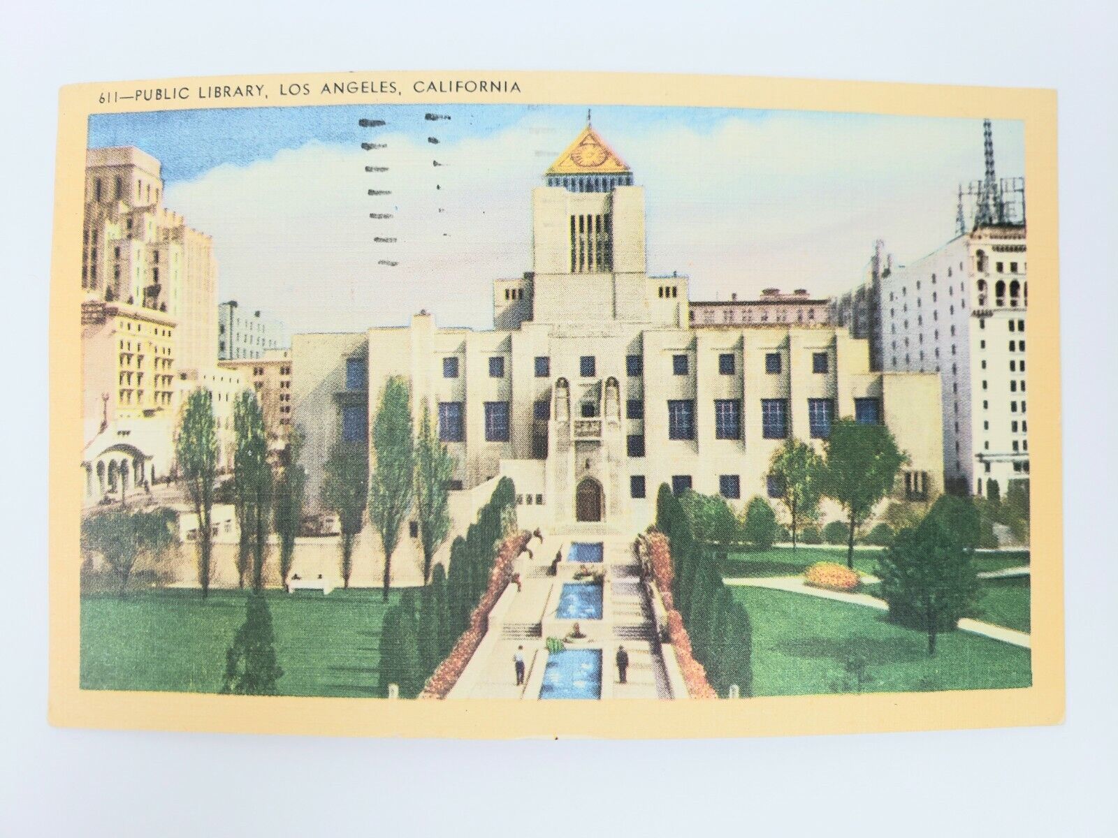 Los Angeles California Public Library 1945 Linen Posted Postcard