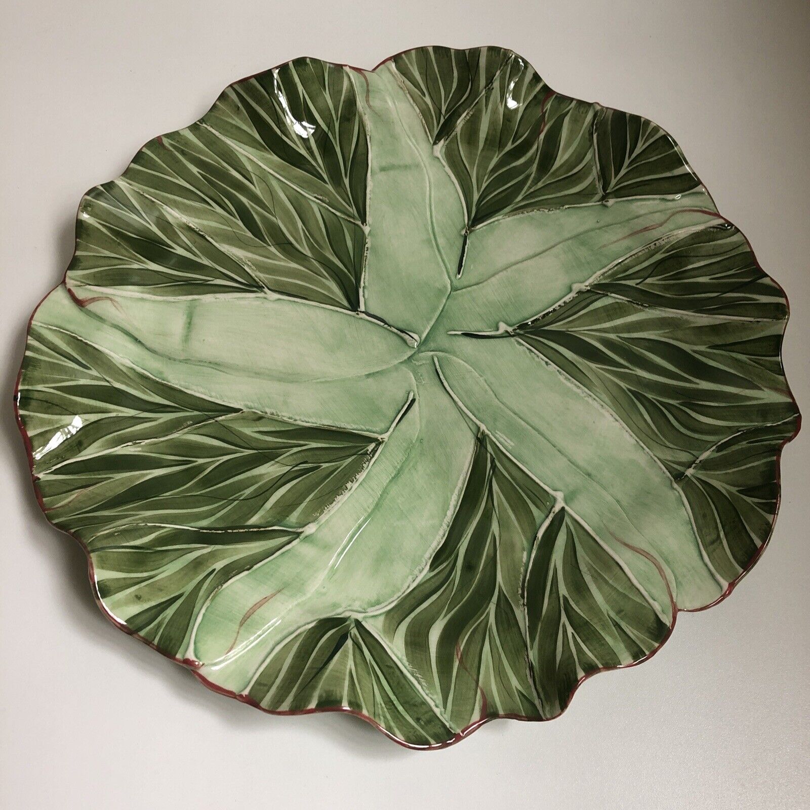 Mustardseed And Moonshine Large Leaves 13.5” Made In South Africa Serving Plate