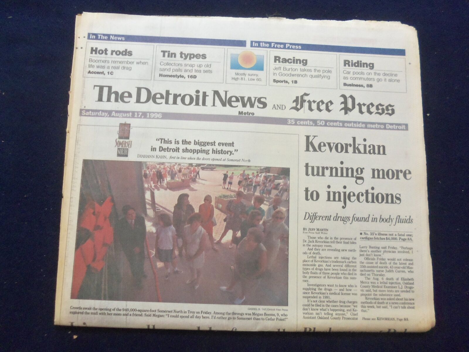 1996 AUG 17 DETROIT NEWS/FREE PRESS NEWSPAPER-KEVORKIAN MORE INJECTIONS- NP 7220