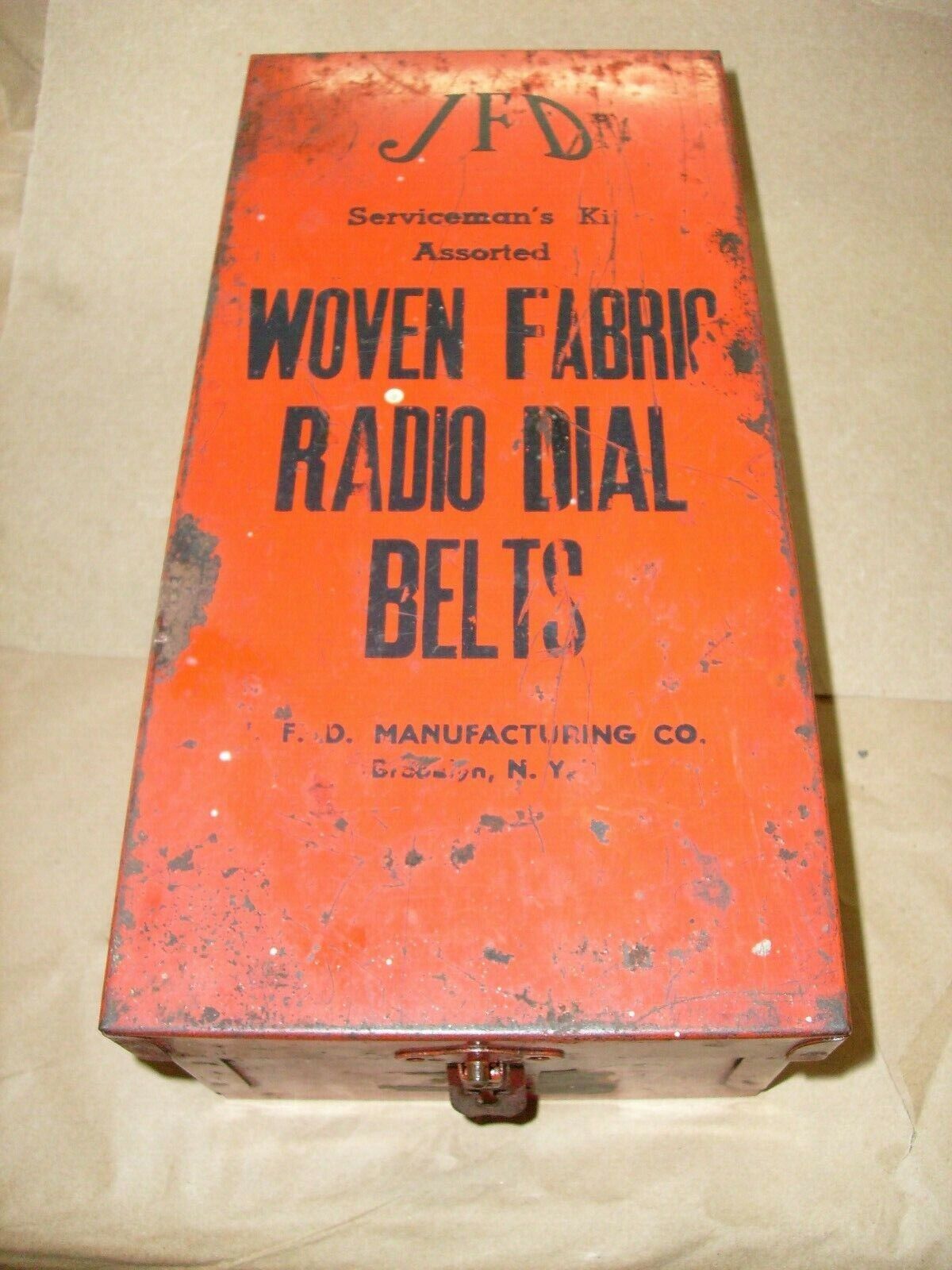 JFD RADIO DIAL BELTS Servicemen Metal Parts Store Display Box BROOKLYN NY