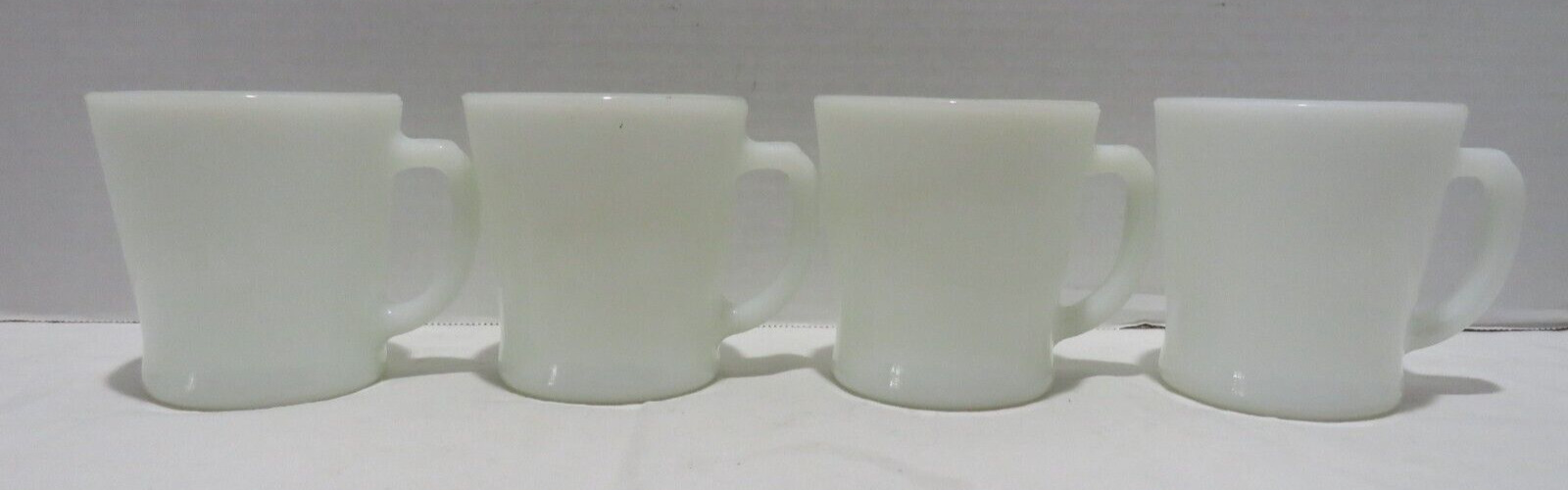 VTG WHITE ANCHOR HOCKING/FIRE KING COFFEE CUPS SET OF 4