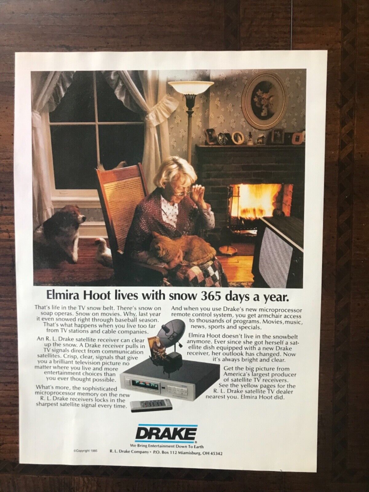 1985 vintage original print ad R.L. Drake Satellite Television System