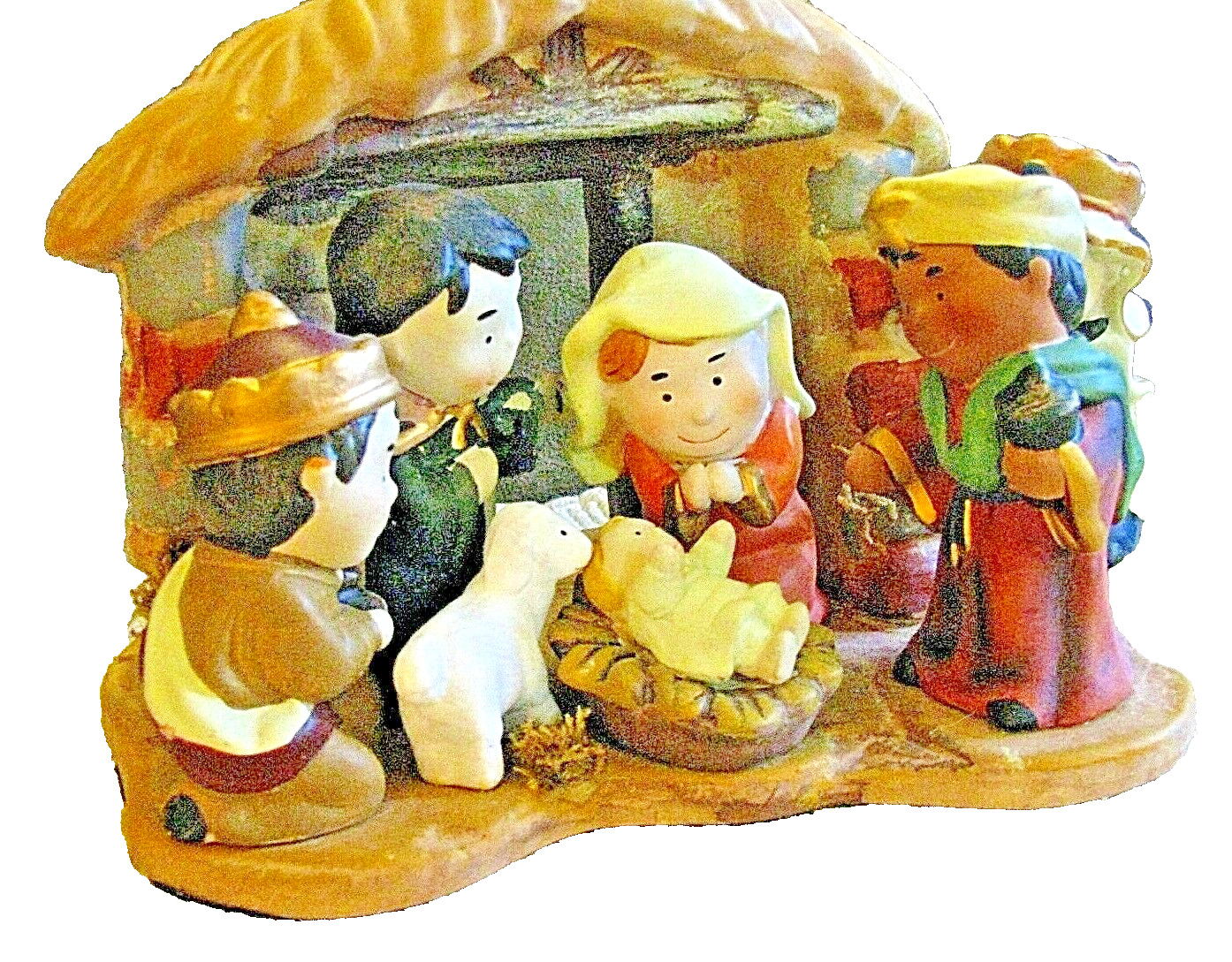 ST Nichols Square Nativity Childs Design Hand Painted Christmas Porcelain in Box