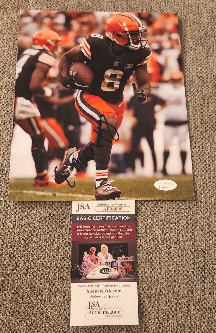 ELIJAH MOORE SIGNED 8X10 PHOTO CLEVELAND BROWNS WR JSA AUTHENTICATED #AP94898