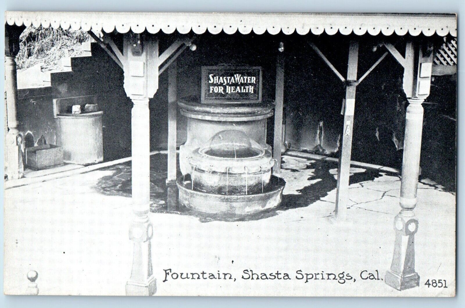 Shasta Springs California CA Postcard Fountain Shasta Water Health 1940 Vintage