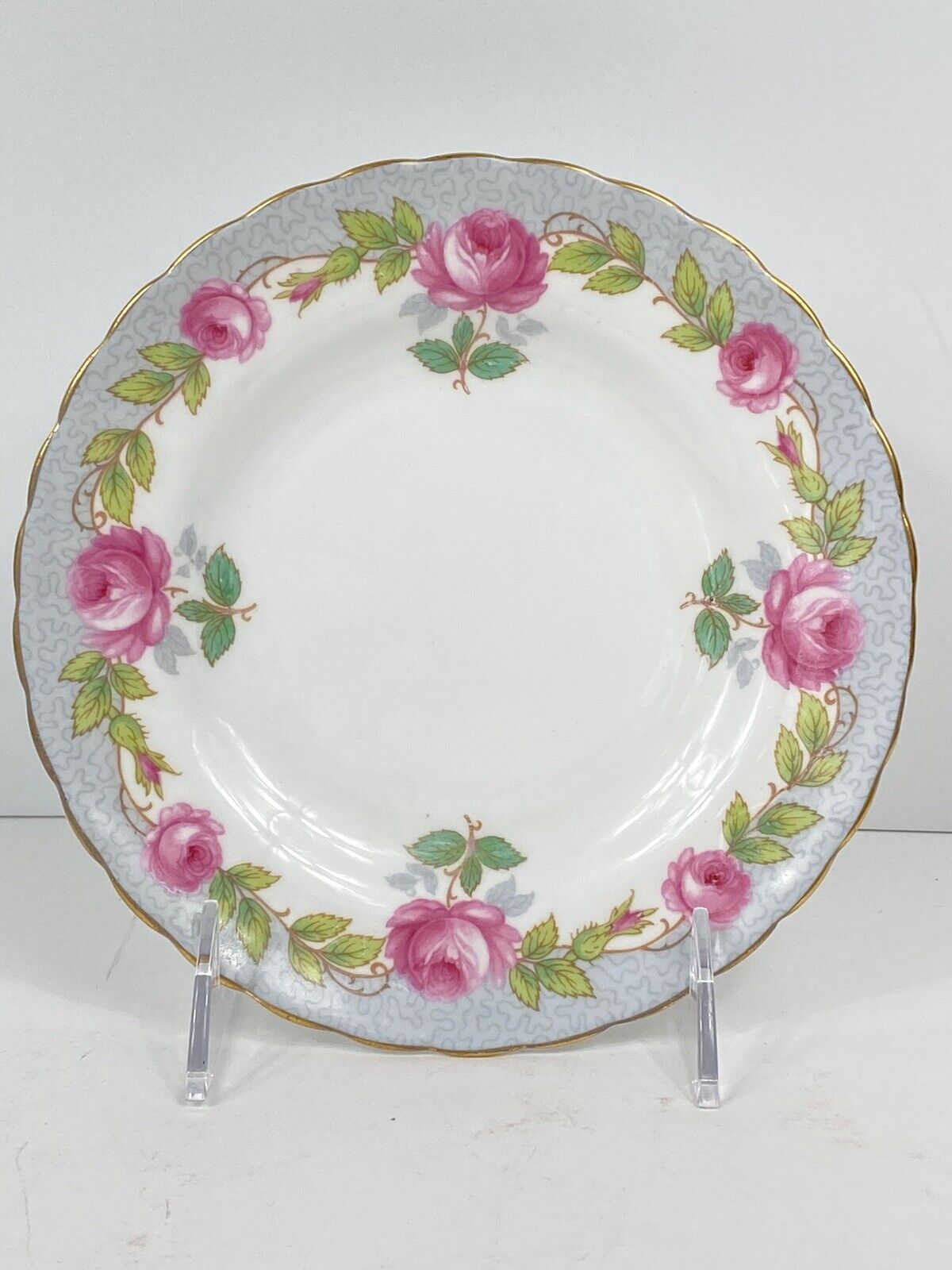 Vintage ROYAL TUSCAN England Dessert Plate(s) Pink Cabbage Roses Floral