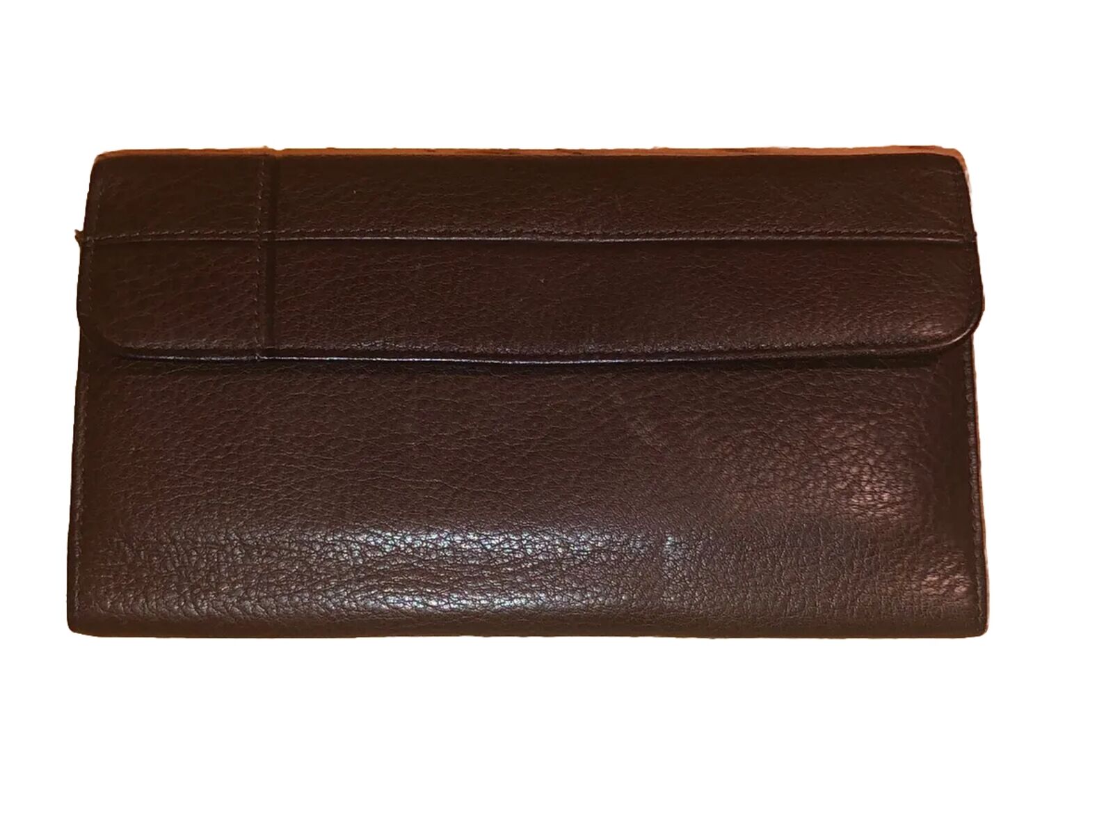 Gorgeous Dark Brown Leather Buxton Checkbook Long Wallet W/ Snap Coin Purse ￼
