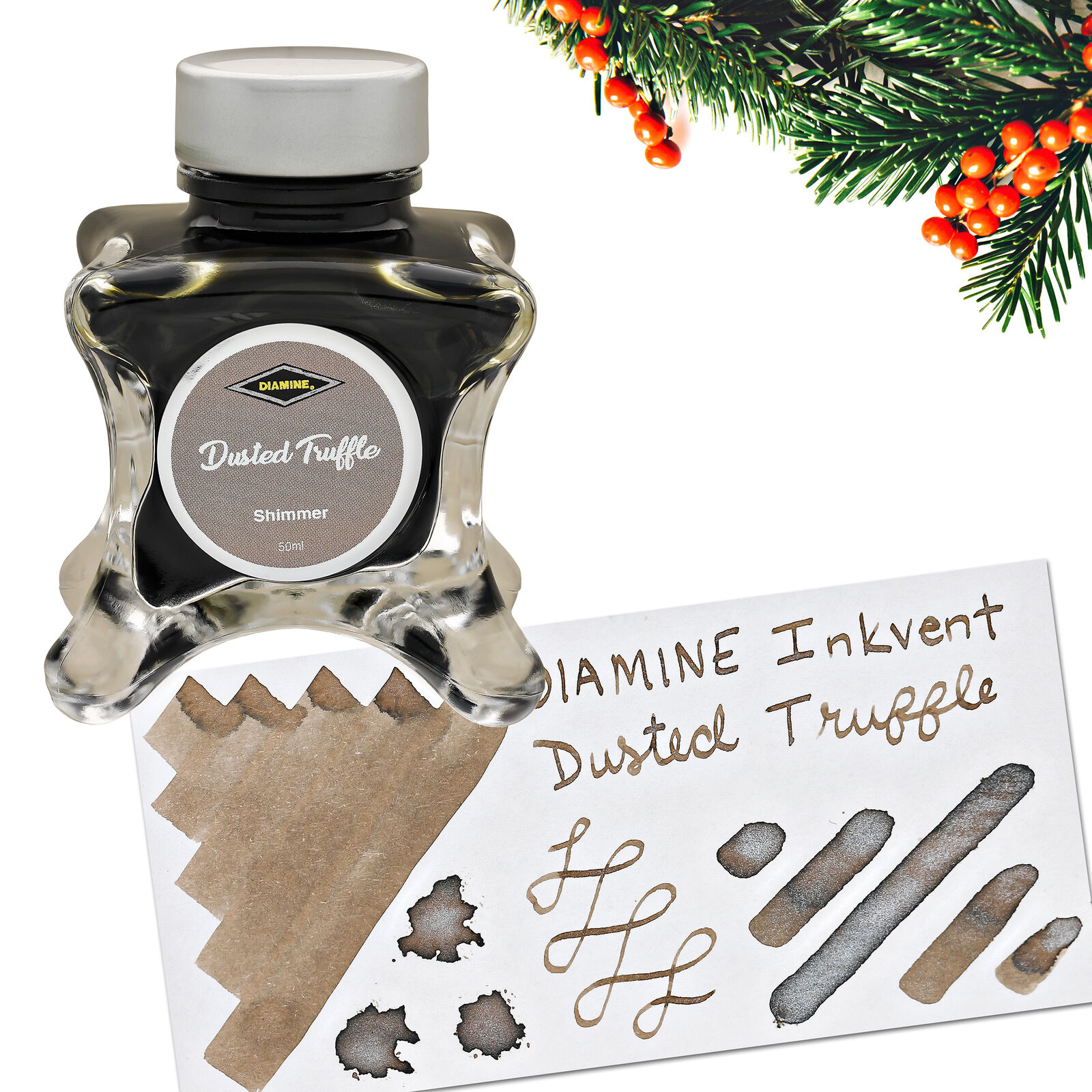 Diamine Inkvent Green Edition Shimmer Bottled Ink in Dusted Truffle - 50 mL NEW