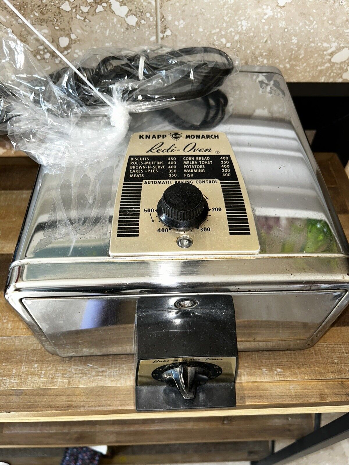 Knapp Monarch Redi-Oven Chrome Counter Top Toaster/Baker Vintage 1966 WORKS