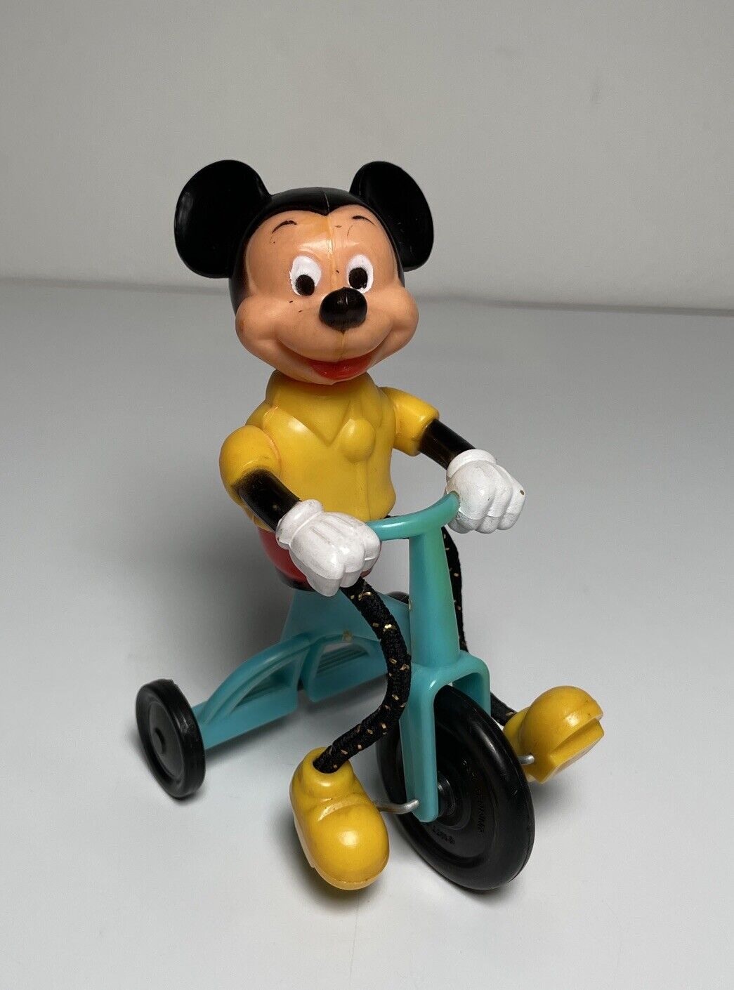 Vintage 1977 Gabriel Disney Mickey Mouse on Blue Tricycle 5” Toy