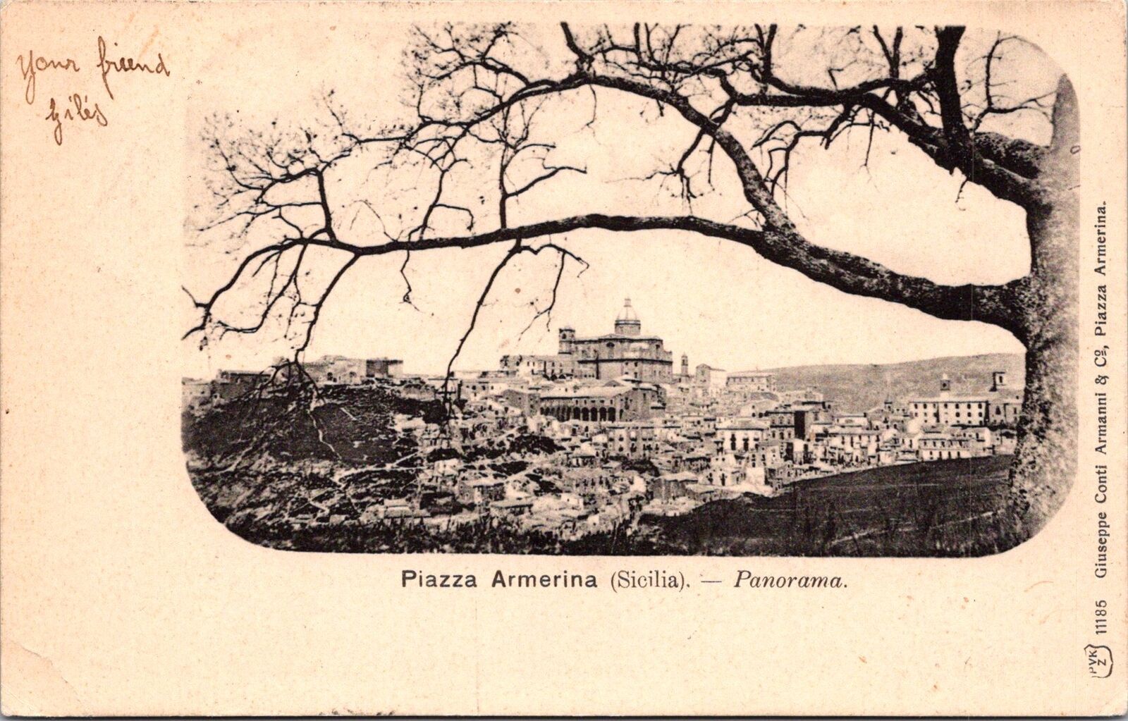 Vintage PPC 1938 - Piazza Armerina (Sicilia) Panorama - F42814