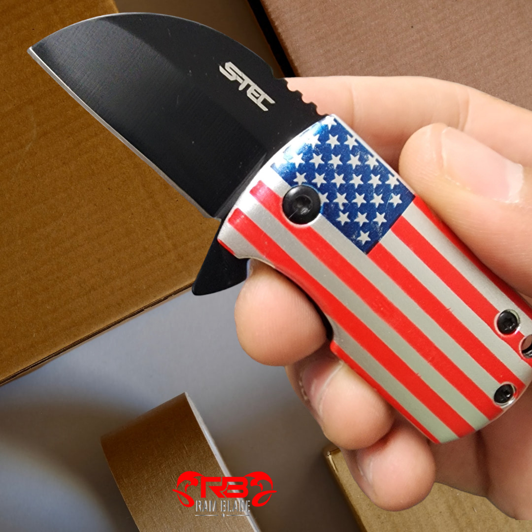 4″ USA Flag Survival For Opening Box Assisted Folding Black Blade Pocket Knife