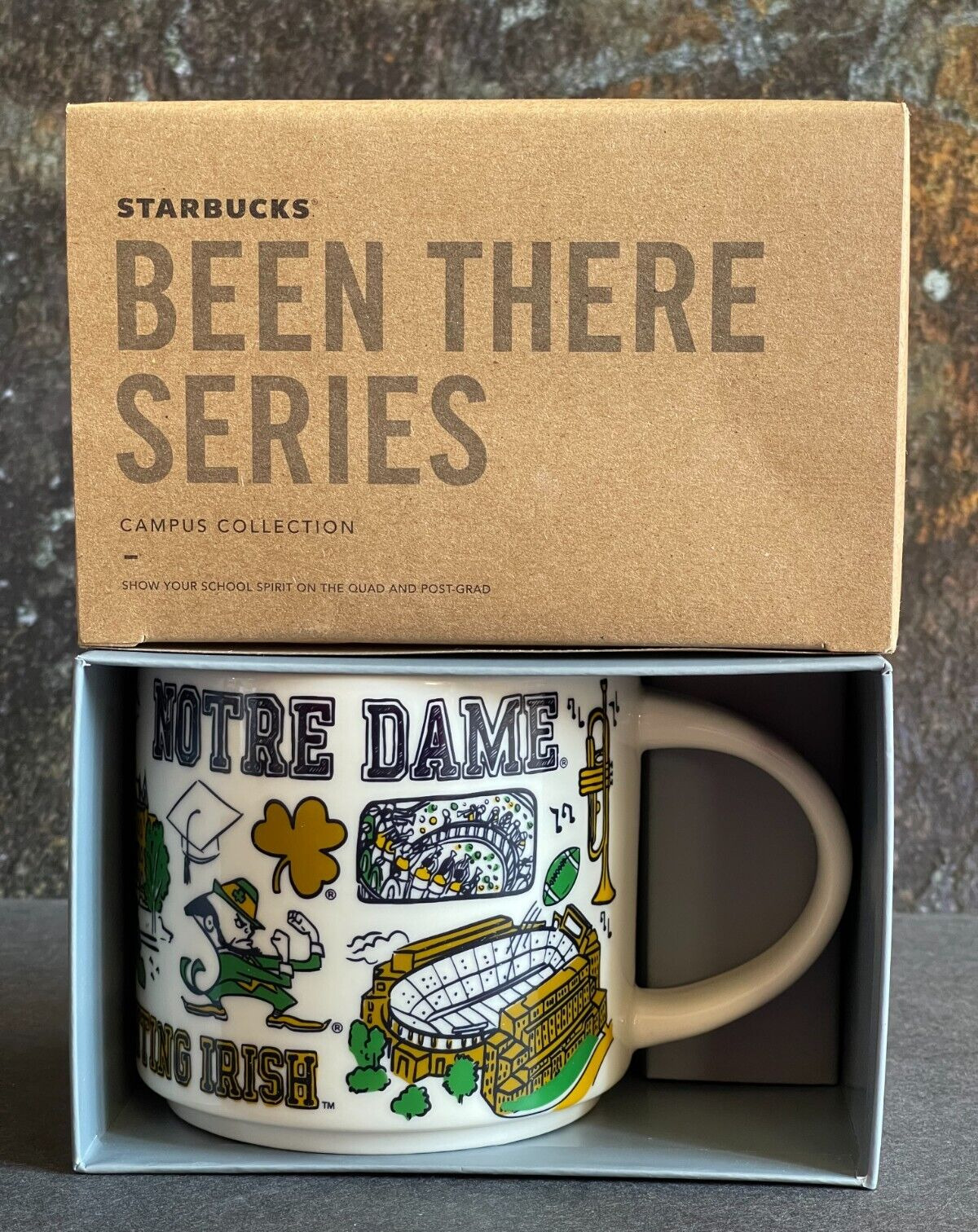 NOTRE DAME University 14oz Starbucks BEEN THERE Series Ceramic Mug ~ NEW IN BOX