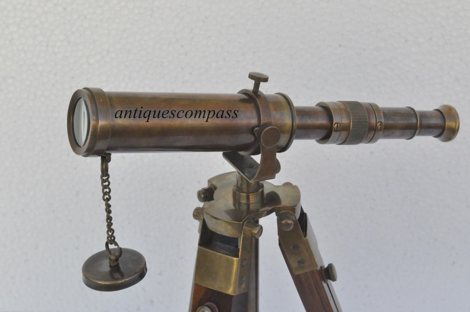 Antique Nautical Vintage Decorative Solid Brass with Wooden Tripod Telescope 
