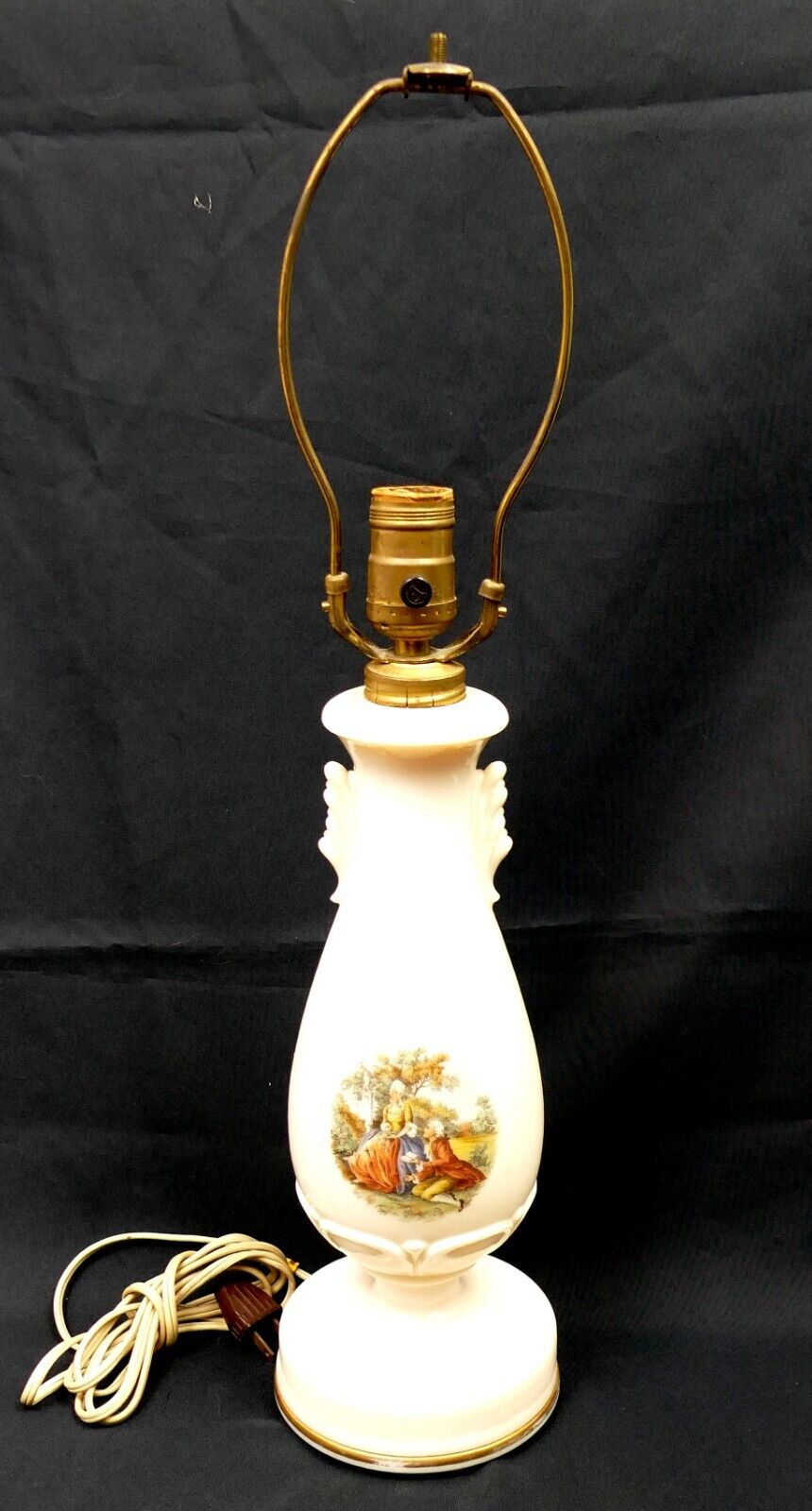 1930\'s Aladdin Alacite Glass Electric Table Lamp G294D - Victorian Scene Decal