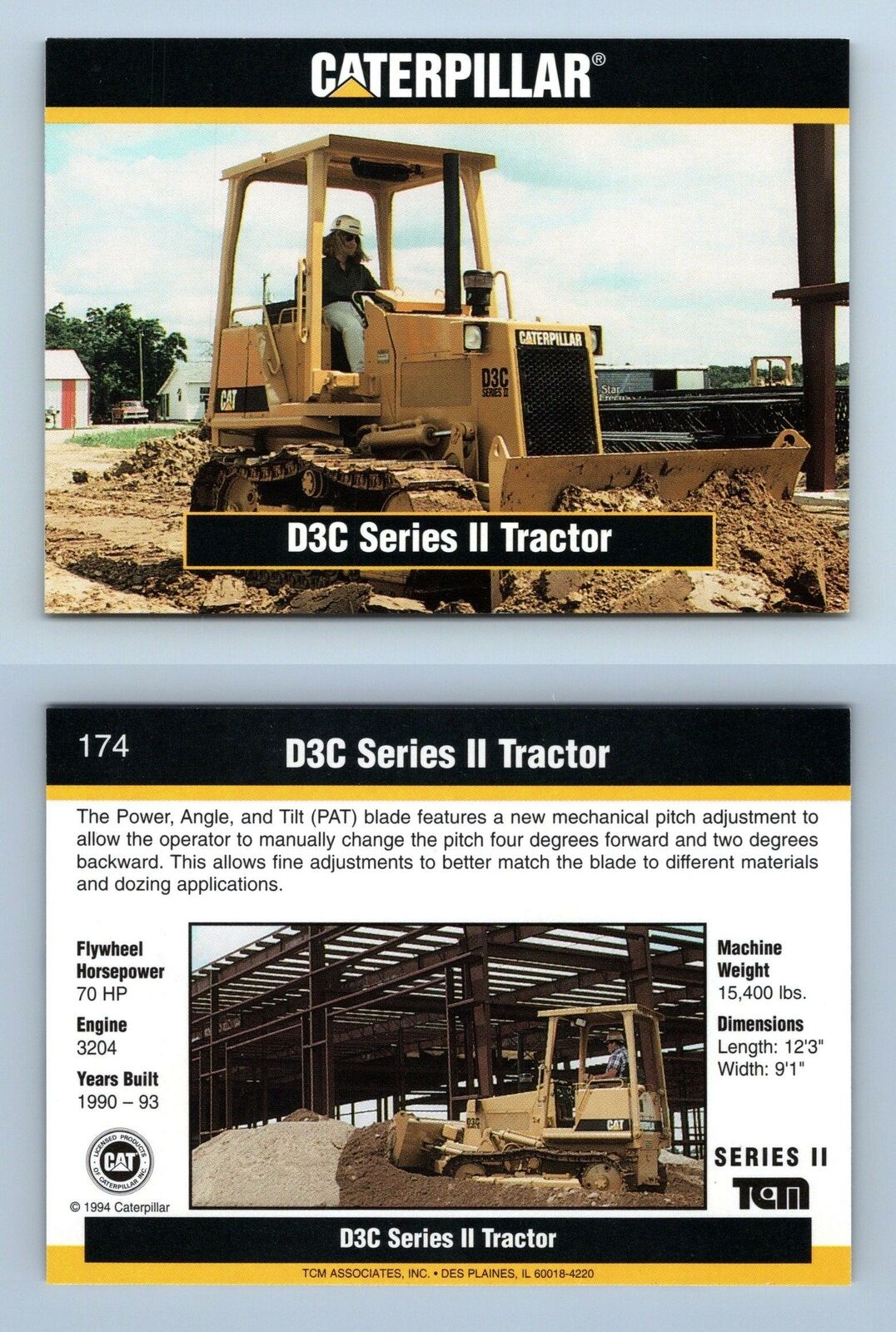 D3C Series II Tractor #174 Caterpillar Series II 1994 TCM Trading Card