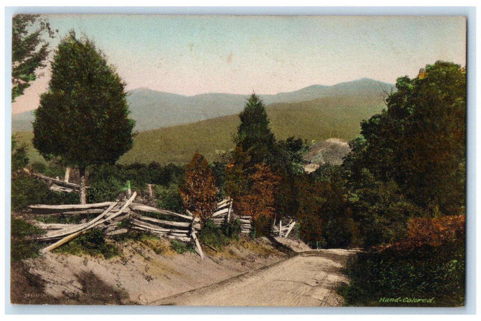 1930 The Road To Stonyman Mountain Luray Virginia VA Handcolored Posted Postcard