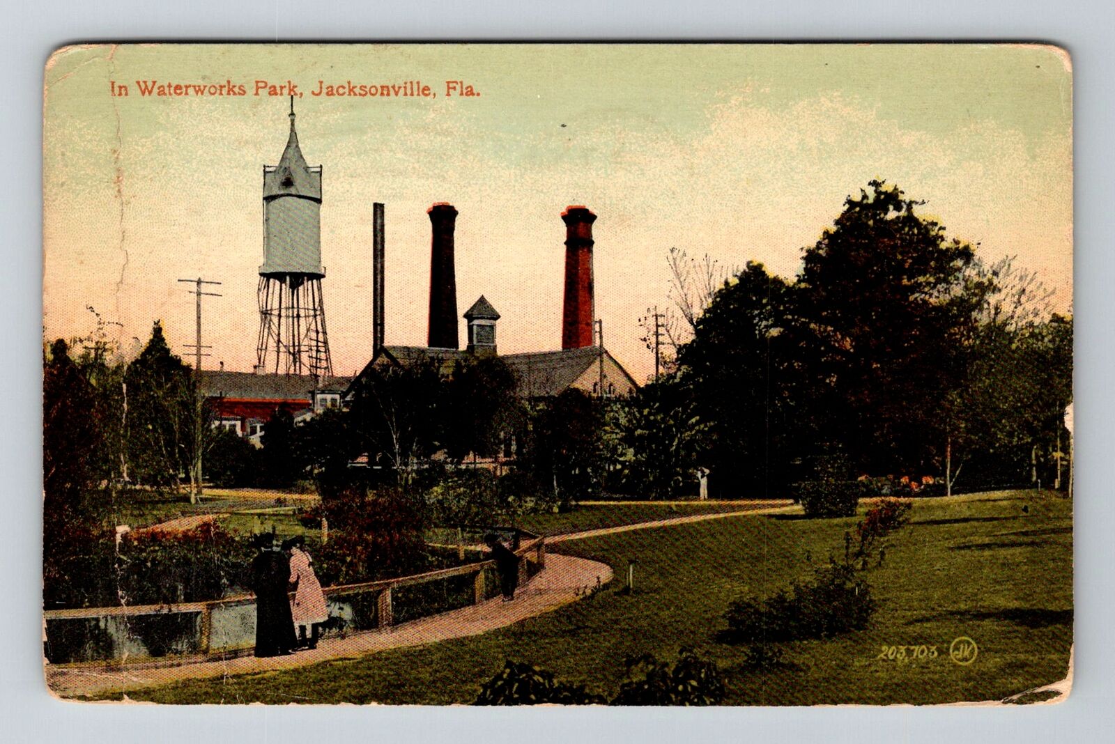 Jacksonville FL-Florida, In Waterworks Park, Vintage c1914 Postcard