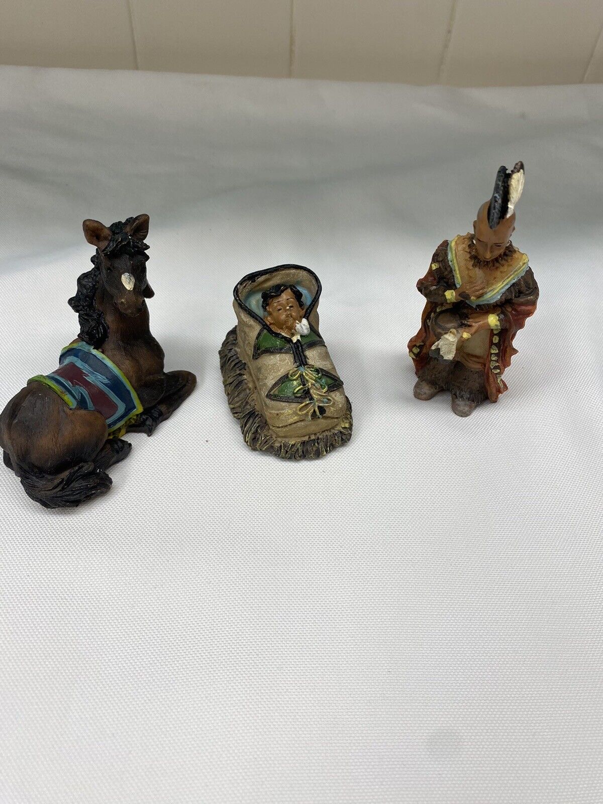 Vintage WMG 2003  3 Piece Southwestern Native American Nativity Figurines