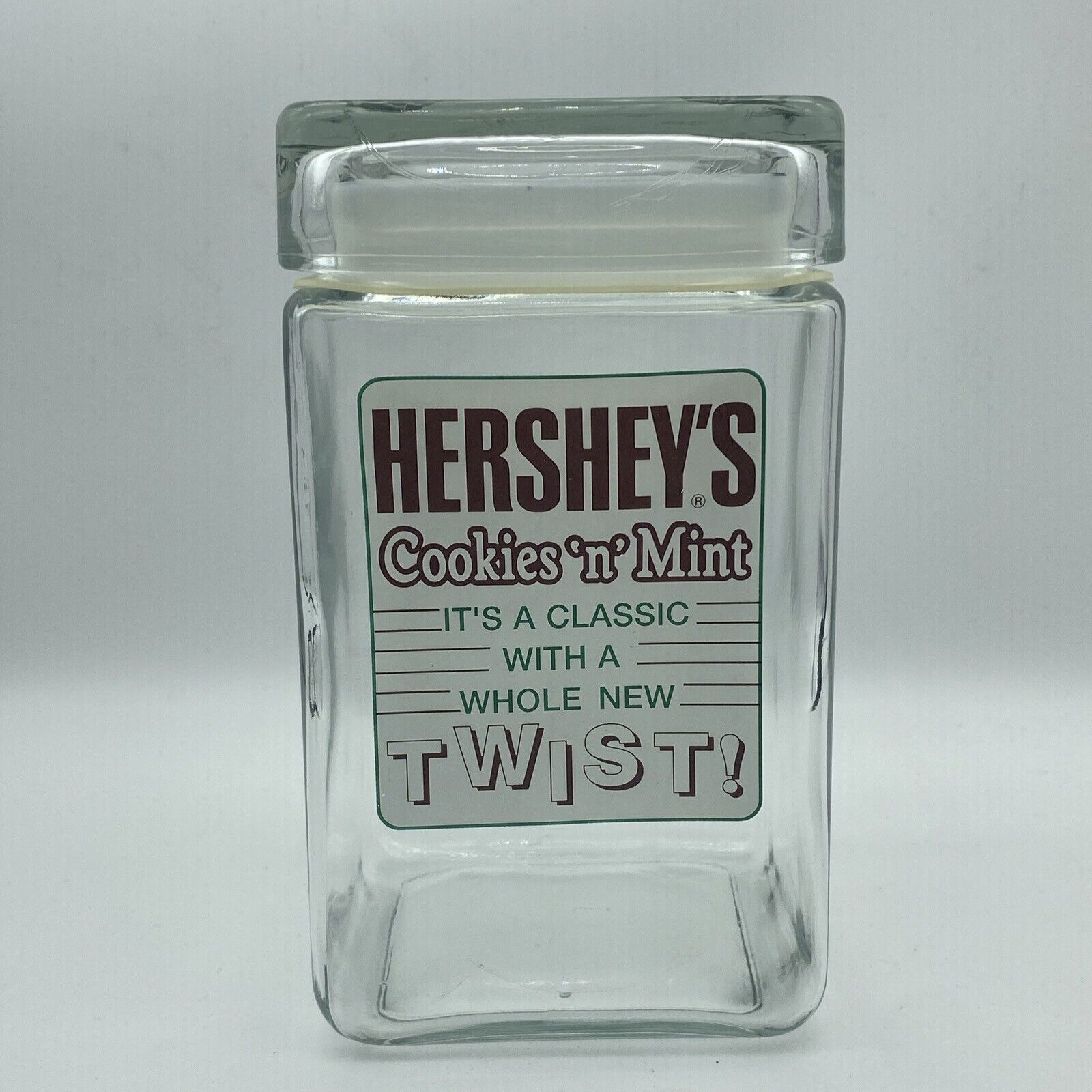 Hershey\'s Cookies \'n\' Mint Candy Bar Advertising Jar Canister Vintage 1990s T3