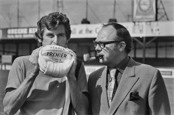 Bobby Thomson of Luton Town FC with comedian Eric Morecambe OLD PHOTO