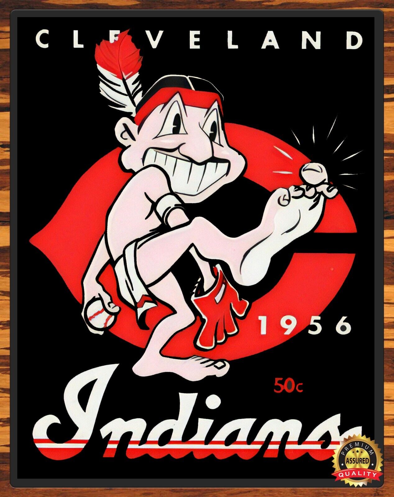 Cleveland Indians - Chief Wahoo - 1956 - Rare - Metal Sign 11 x 14