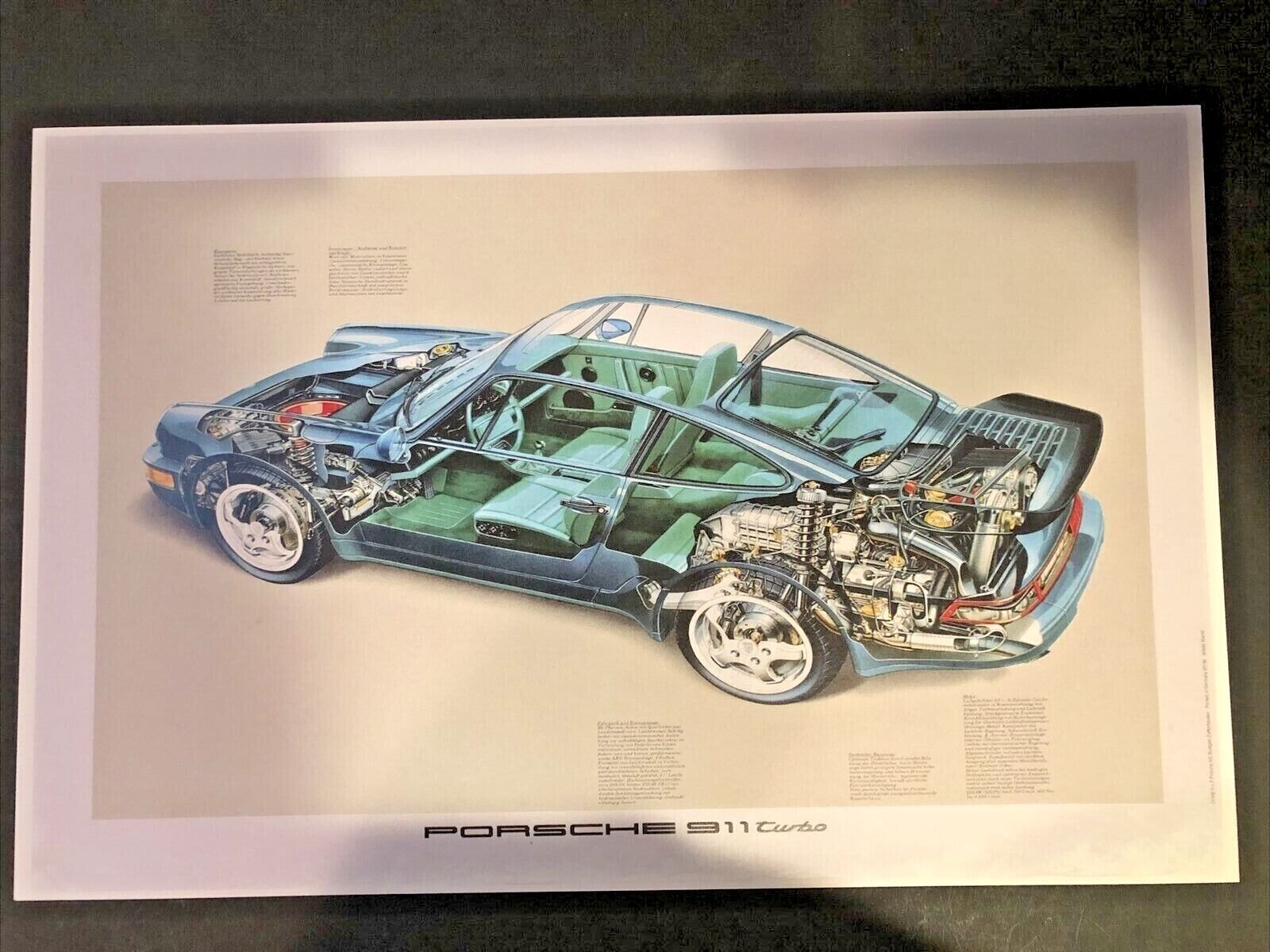 AWESOME Porsche 911 Turbo Cut Away poster 17x11