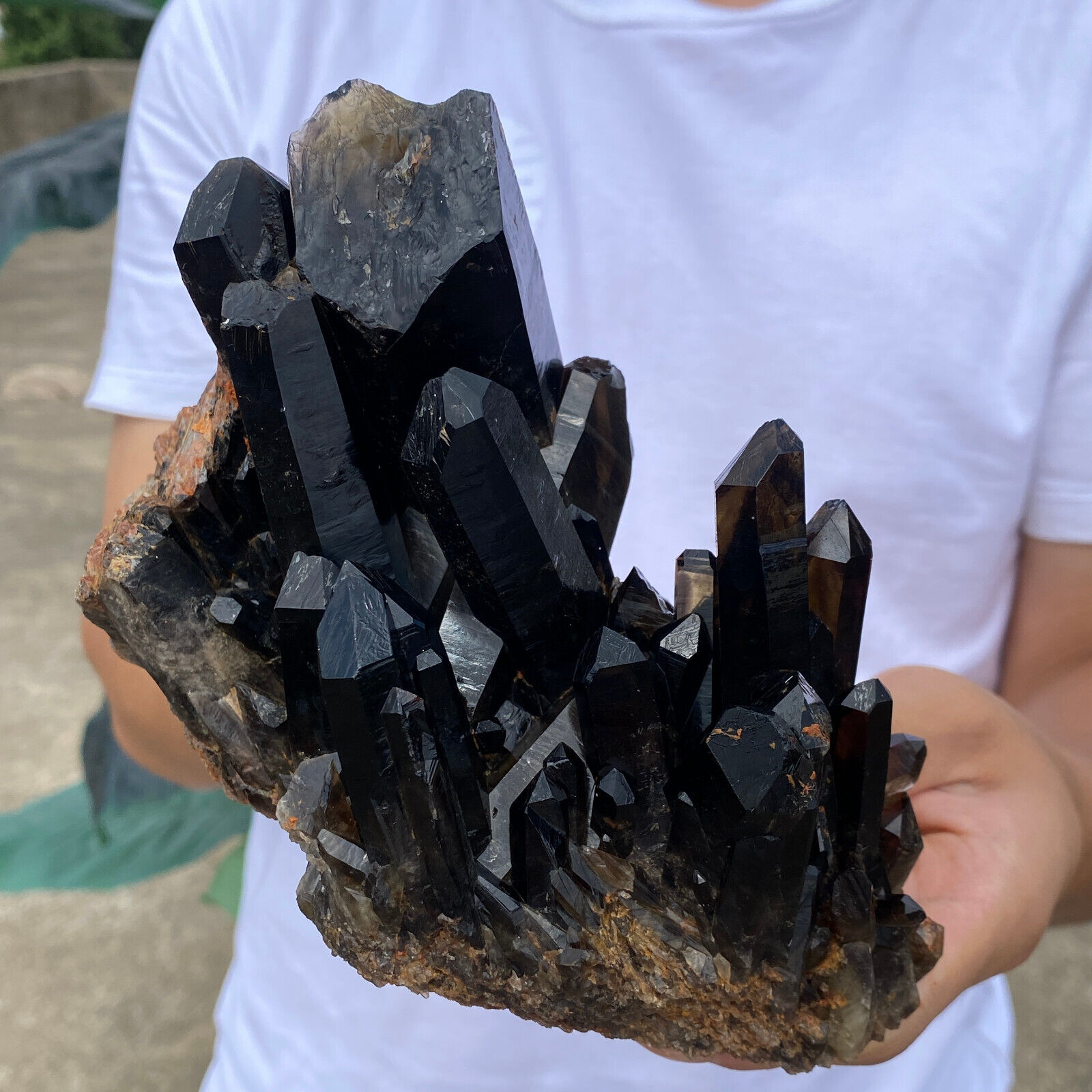 3lb Large Natural Black Quartz Crystal Cluster Raw Mineral Specimen
