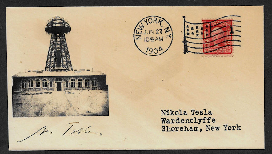 Nikola Tesla collector envelope w original period stamp 110 years old *OP1124