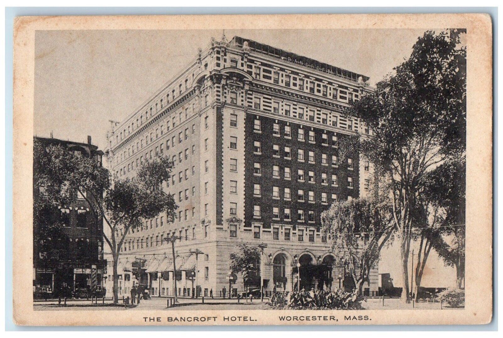 1918 The Bancroft Hotel Building Worcester Massachusetts MA Antique Postcard