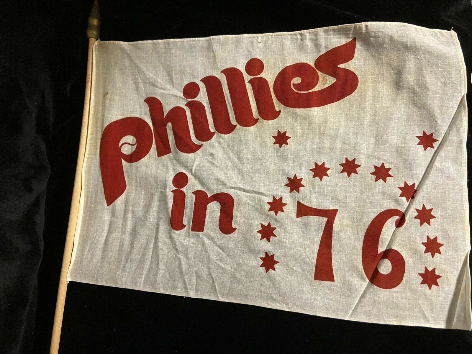 VINTAGE PHILLIES FLAG BANNER 1976 BICENTENNIAL