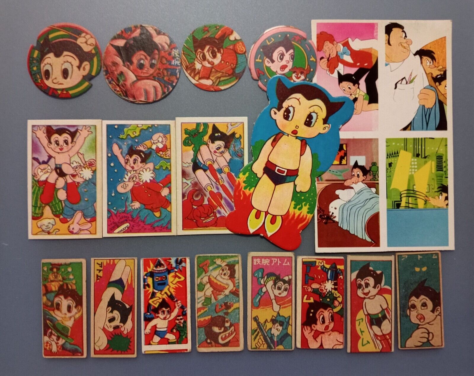 Astro boy Vintage Menko card Lot 16 cards + Uncut 1 sheet Japanese Tracking