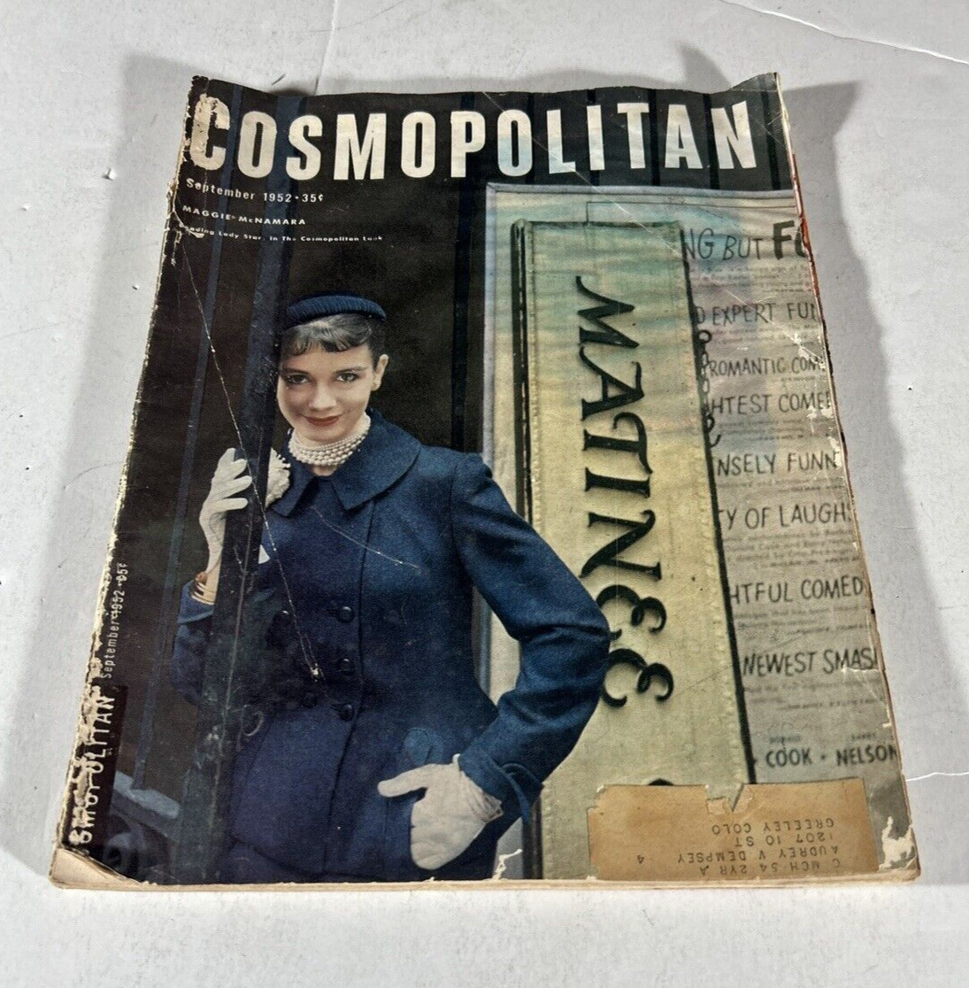 Vtg Maggie McNamara Cover Cosmopolitan Magazine September 1952 rough Condition