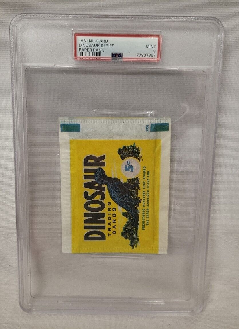 1961 NU-CARD Dinosaur Trading Cards Paper Pack PSA 9