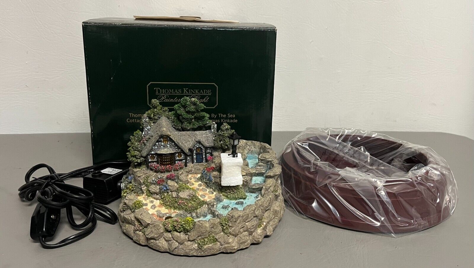 Thomas Kinkade Waterfall Cottage by the Sea Sculpture - NEW - Open Box