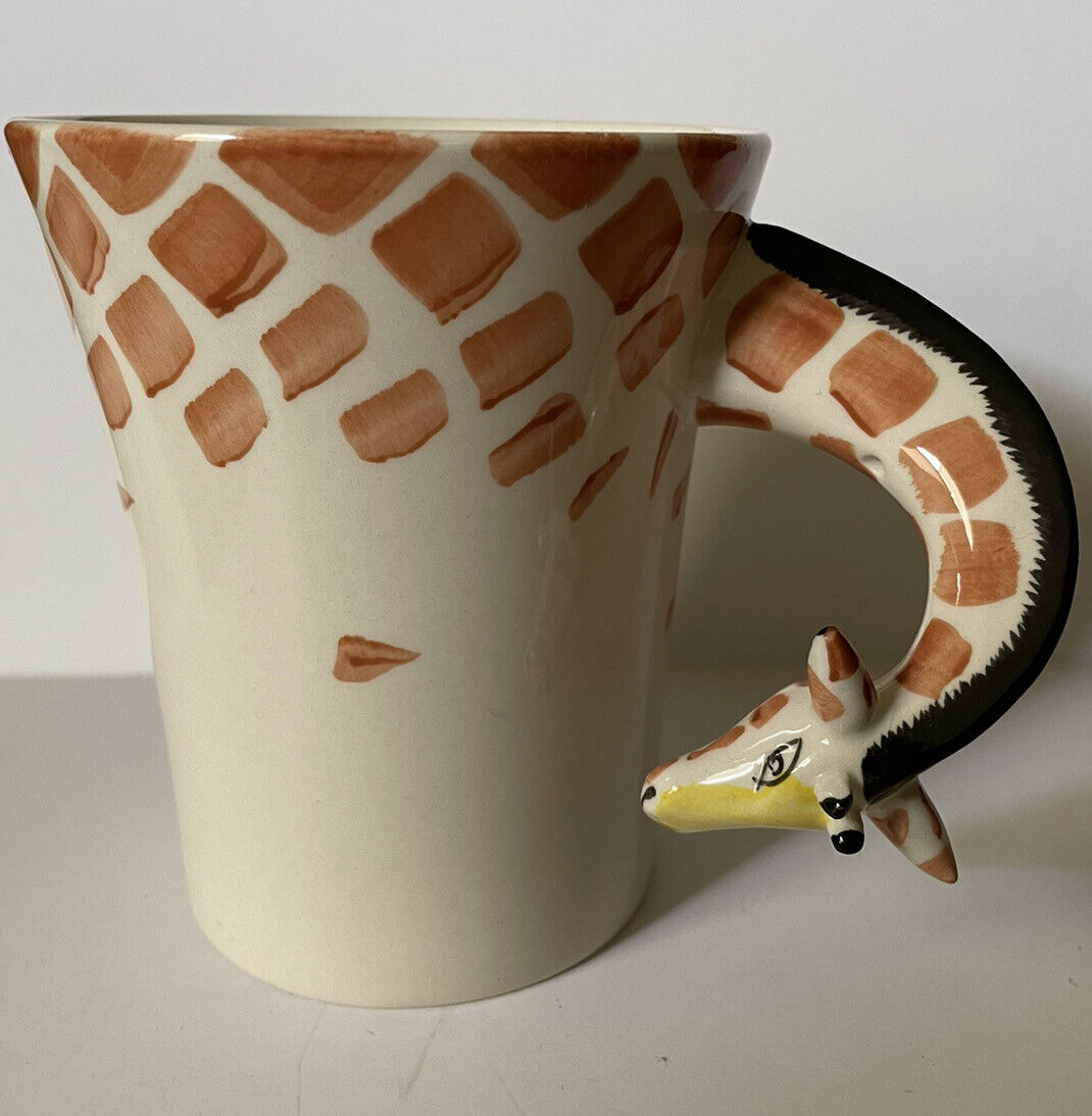 Pier One Imports 3D Giraffe Coffee Mug Cup Retired Hand Painted EUC