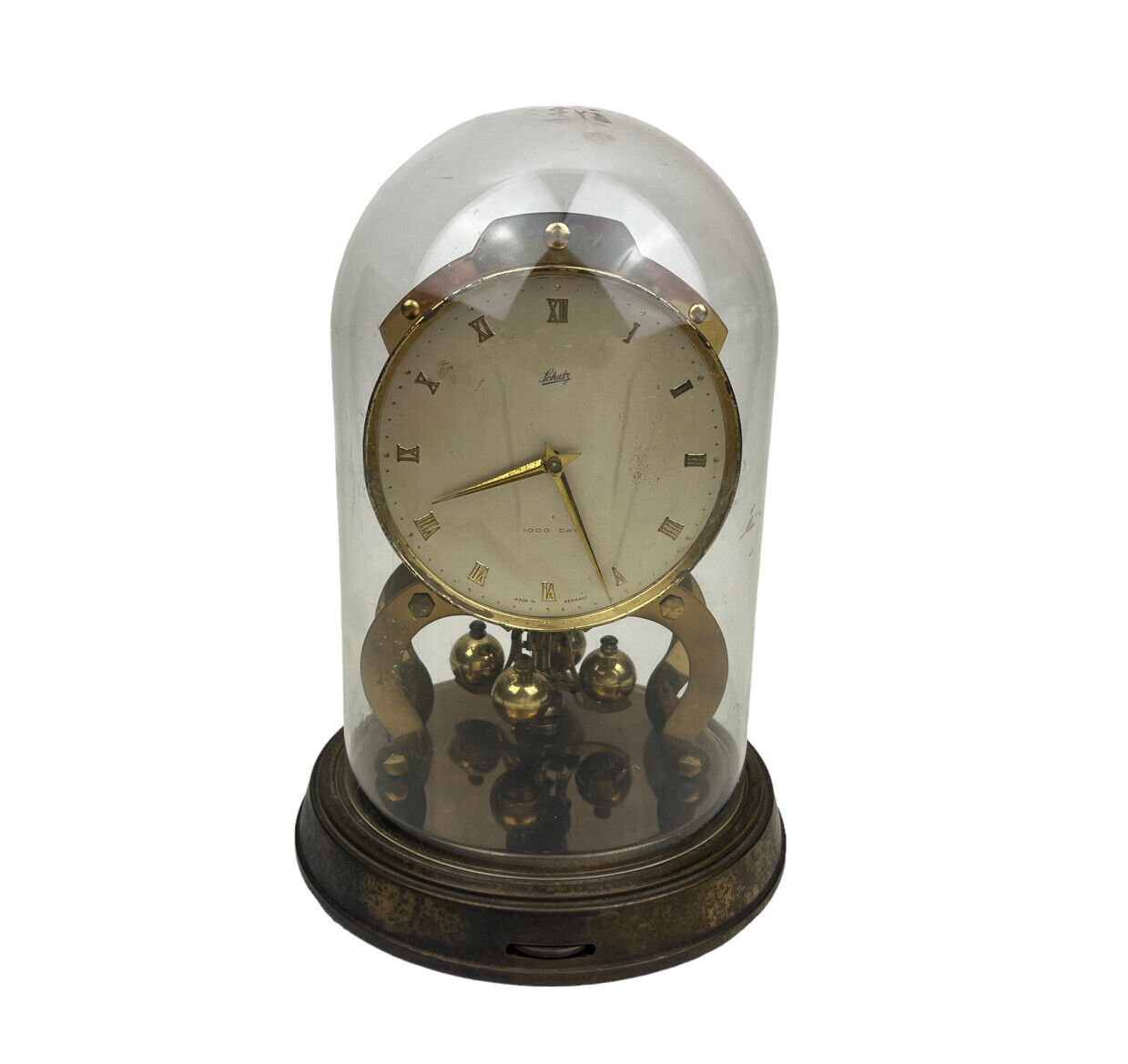 Vintage Schatz 1000 Day Round Anniversary Clock with Plastic Dome parts repair